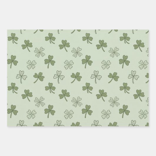 St Patricks Day Soft Doodle Shamrocks Pattern Geschenkpapier Set (Vorderseite 2)
