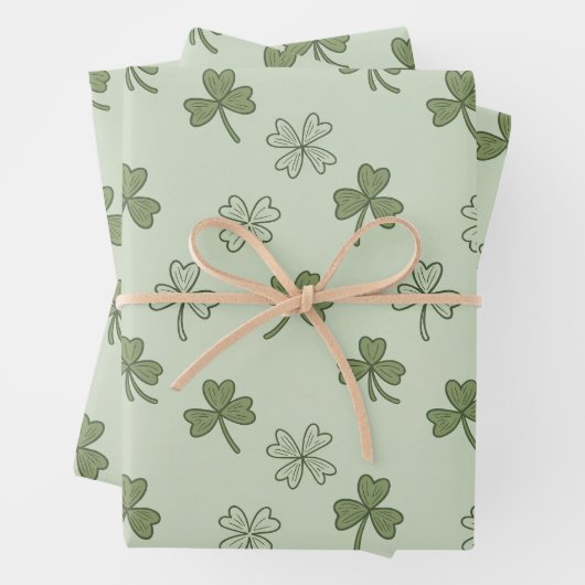 St Patricks Day Soft Doodle Shamrocks Pattern Geschenkpapier Set (Beispiel)