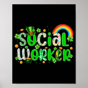 St. Patricks Day Sozialarbeiter Glücksklee Poster