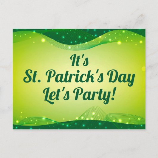 St. Patrick's Day Sparkle Lasst uns Party Einladun Postkarte (Vorderseite)