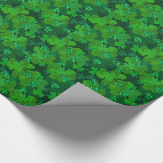 St. Patrick's Day Sparkling Kleeblatt Gift Wrap Geschenkpapier (Ecke)