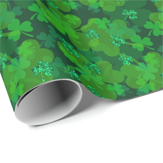 St. Patrick's Day Sparkling Kleeblatt Gift Wrap Geschenkpapier (Rolleneckpunkt)