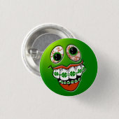 St. Patrick's Day Spaß Joke Funny Face Green Button (Vorne & Hinten)