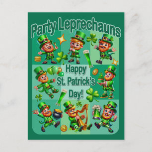 St. Patrick's Day Spaß Niedliche "Party-Leprechaun Postkarte