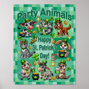 St. Patrick's Day Spaß und niedliche "Party Animal Poster