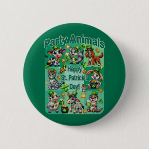 St. Patrick's Day Spaß und niedliche "Partytiere" Button