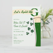 St. Patrick's Day Split The G Pint Challenge Party Einladung (Stehend Vorderseite)