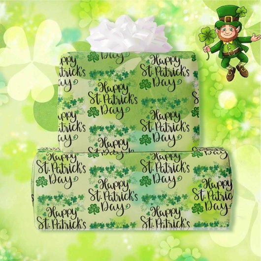 St. Patrick's Day Spring Green Clover Geschenkpapier