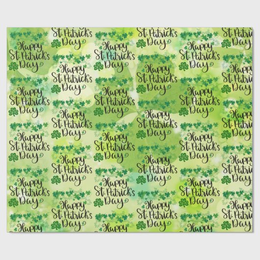 St. Patrick's Day Spring Green Clover Geschenkpapier (Flach)