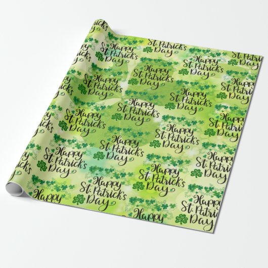 St. Patrick's Day Spring Green Clover Geschenkpapier (Ungerollt)