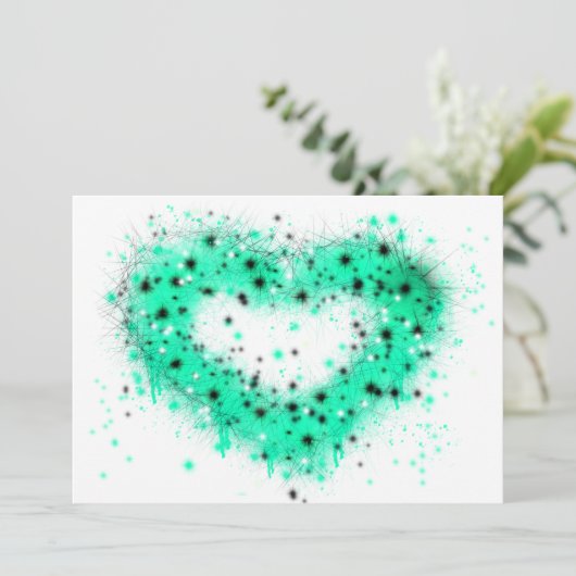 St. Patrick's Day | Sprühfarbenglänzendes Herz Einladung (Stehend Vorderseite)