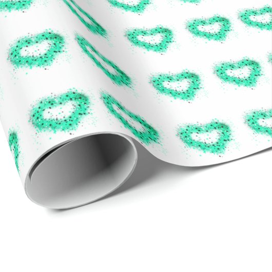 St. Patrick's Day | Sprühfarbenglänzendes Herz Geschenkpapier (Rolleneckpunkt)