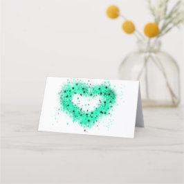 St. Patrick's Day | Sprühfarbenglänzendes Herz Platzkarte