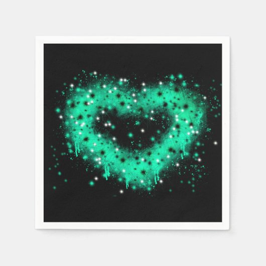 St. Patrick's Day | Sprühfarbenglänzendes Herz Serviette (Vorderseite)