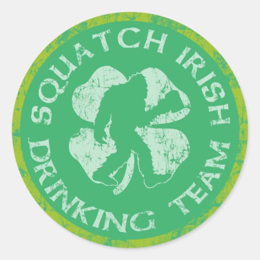 St Patrick's Day Squatch Irish Drinking Team Runder Aufkleber (Vorderseite)