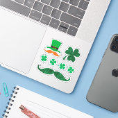 St Patrick's Day Sticker - Kleeblatt (Laptop mit iPhone)