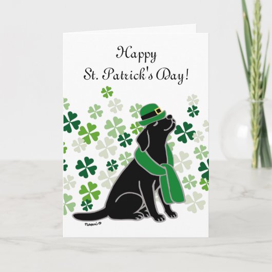 St. Patrick's Day Stilvolle Black Labrador Clovers Karte (Vorderseite)