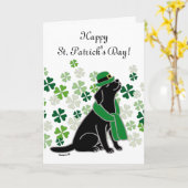 St. Patrick's Day Stilvolle Black Labrador Clovers Karte (Gelbe Blume)
