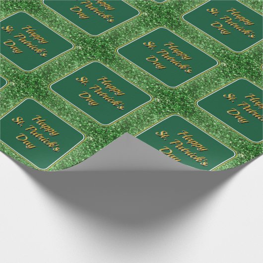 St. Patrick's Day strahlt grünes Glitzer Geschenkpapier (Ecke)