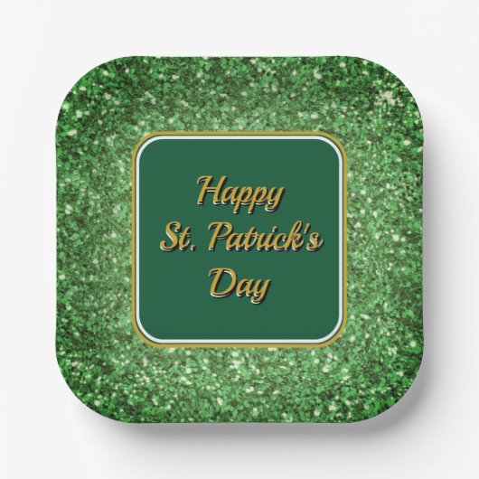 St. Patrick's Day strahlt grünes Glitzer Pappteller (Vorderseite)