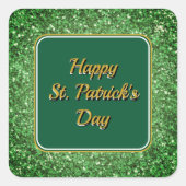 St. Patrick's Day strahlt grünes Glitzer Quadratischer Aufkleber (Vorderseite)