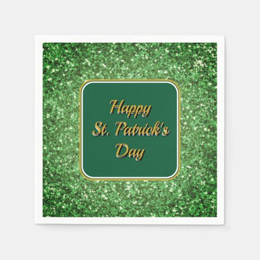 St. Patrick's Day strahlt grünes Glitzer Serviette (Vorderseite)