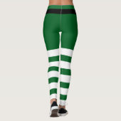 St. Patrick's Day Striped Green & White Leprechaun Leggings (Rückseite)