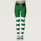 St. Patrick's Day Striped Green & White Leprechaun Leggings (Vorderseite)