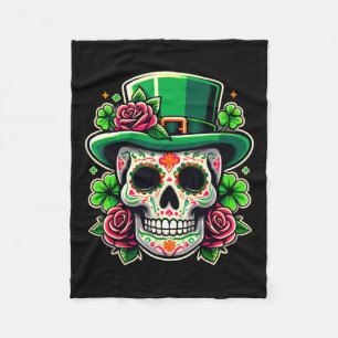 St. Patricks Day Sugar Skull La Catrina St Peddy Fleecedecke