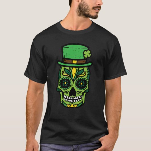 St Patricks Day Sugar Skull Saint Paddys Men Women T-Shirt (Vorderseite)