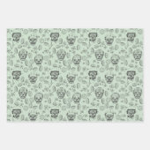 St Patricks Day Sugar Skull und Kleeblatt Green Geschenkpapier Set (Vorderseite 3)