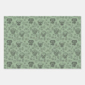 St Patricks Day Sugar Skull und Kleeblatt Green Geschenkpapier Set (Vorderseite 2)