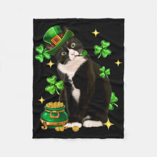 St Patricks Day Süße Smoking-Katze Shamrock Irisch Fleecedecke