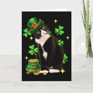 St. Patricks Day Süße Tuxedo-Katze Shamrock Irisch Karte