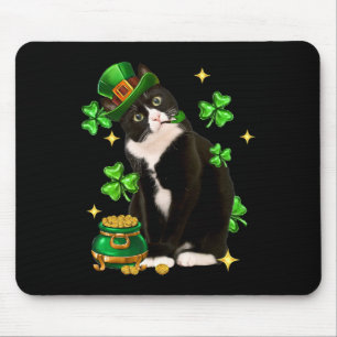 St Patricks Day Süße Tuxedo-Katze Shamrock Irische Mousepad