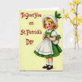 St Patricks Day Sweet Girl Card Karte (Gelbe Blume)