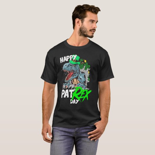St Patricks Day T-Rex Happy Pat Rex Day Dinosaur T-Shirt (Vorne ganz)