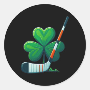 St Patricks Day T-Shirt Shamrock Shirt Hockey St P Runder Aufkleber