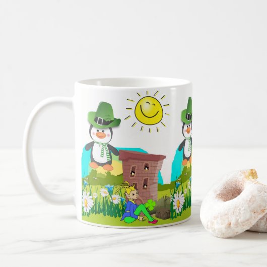 St. Patrick's Day Tasse Pinguin (Mit Donut)