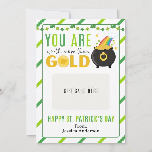 St. Patrick's Day Teacher Appreciation Gift Card Einladung (Vorderseite)