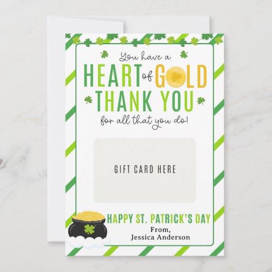 St. Patrick's Day Teacher Appreciation Gift Card Einladung (Vorderseite)