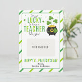 St. Patrick's Day Teacher Appreciation Gift Card Einladung (Stehend Vorderseite)