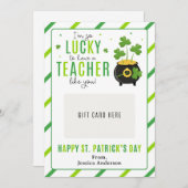 St. Patrick's Day Teacher Appreciation Gift Card Einladung (Vorne/Hinten)