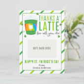 St. Patrick's Day Teacher Coffee Gift Card Holder Einladung (Stehend Vorderseite)