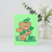 St. Patrick's Day Teddy Bear Postkarte (Stehend Vorderseite)