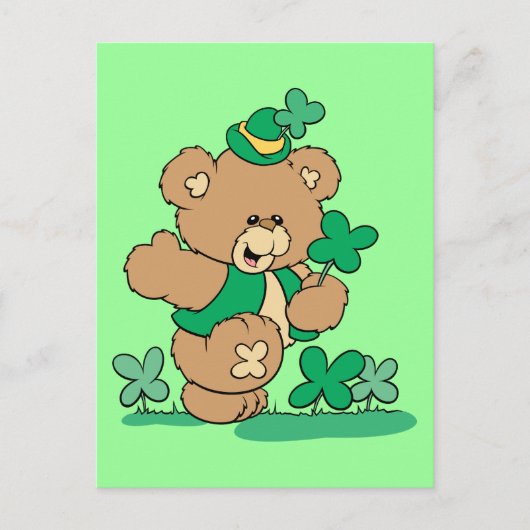 St. Patrick's Day Teddy Bear Postkarte (Vorderseite)