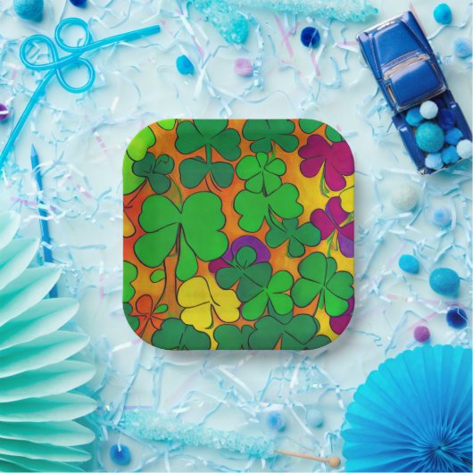 St. Patrick's Day Teller mit Kleeblättern (Party)