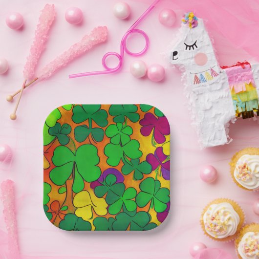 St. Patrick's Day Teller mit Kleeblättern (Party)