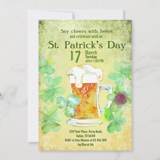 St Patrick's Day Template, Party Einladung, Einladung (Vorderseite)