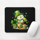 St. Patricks Day Tier Eule hält irisches Kleeblatt Mousepad (Mit Mouse)